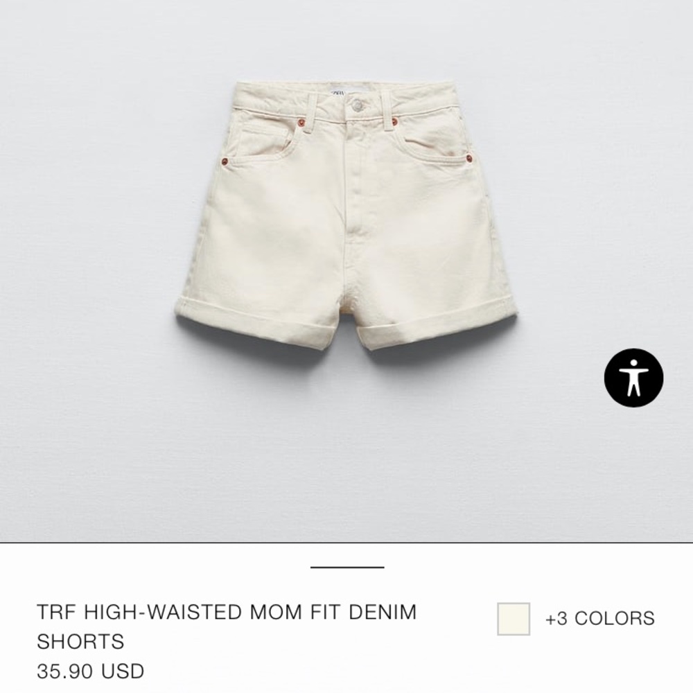 Zara mom fit high waist shorts in ecru